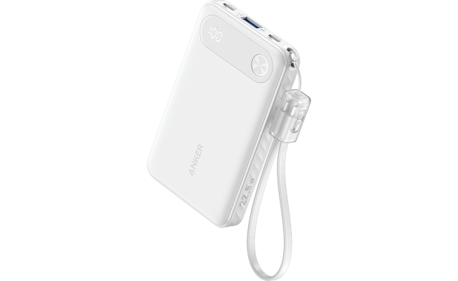 Anker A1257 10,000mAh Power Bank Built-in USB-C Cable Speedy 22.5W Charging with 2x USB-C & 1 USB-A Port for iPhone 15/14, Galaxy S23, iPad, AirPods, and More